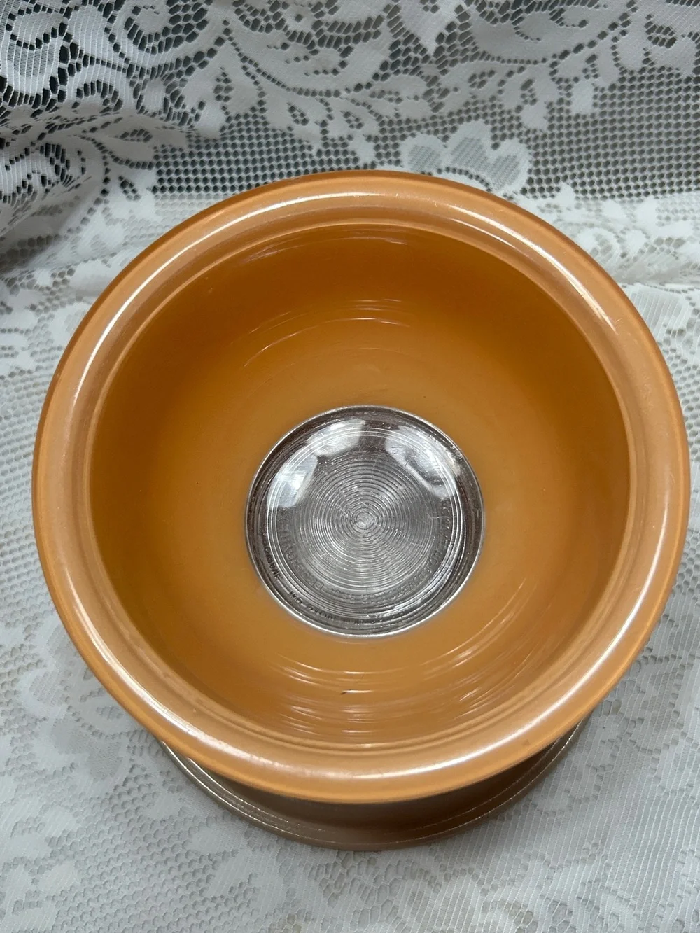 Vintage Pyrex Corning USA Peach & Brown Glass Mixing Bowls Set of 2